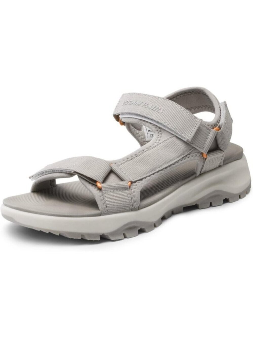 Women's Grey Open Toe Lightweight Hook & Loop Adjustable Straps Flat Sandals